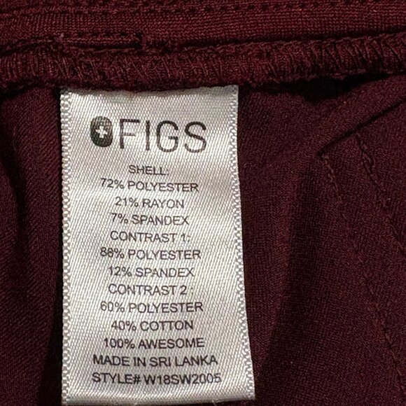 FIGS Zamora Scrub Pants Joggers Size Medium Burgundy Maroon - Picture 9 of 10